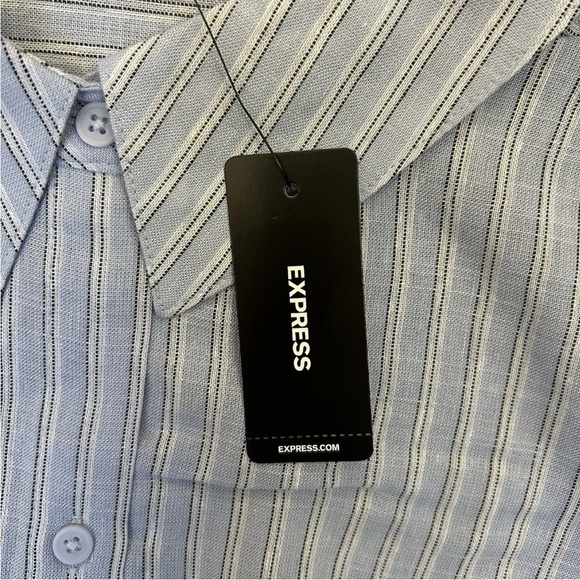 Express Women's Linen-Blend Pinstripe Sleeveless Button Up Shirt Size XL NWT $58 - Picture 15 of 16